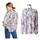 Veronica Beard  Madge Pearled Button Front Silk Floral Multi Top Blouse 10 NWT Photo 2