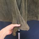 Anne Klein 1970s  Vintage Olive Green Suede Leather Front Tie Cardigan Jacket Photo 8