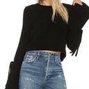 Lovers + Friends  Sweater Cropped Chenille Tie Bell Sleeve Scoop Neck Black Small Photo 2