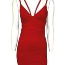 Alythea  Strappy V-neck Bodycon Mini Dress Red Size Large NWT Photo 0