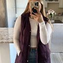 J.Jill  Women's Large Purple hooded  down Puffer Vest Zip Front Side Pockets Photo 0