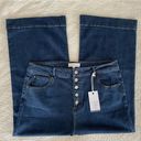 Risen  Jeans High Rise Wide Leg Button Fly Dark Wash Denim Size 2X NWT Photo 6