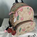 Coach Mini Court Backpack In Signature Canvas With Heart Cherry Print Photo 1