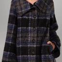 Free People  Bonjour Plaid Wool Coat Tartan Jacket Blue Black Woolen Bohemian XS Photo 0