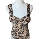 Windsor  Floral Stunner Flocked Bustier Bodysuit in Nude Burnout Black Velvet NWT Photo 0