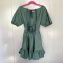 Peter Som Green Puff Sleeves Open Tie Back Ruffle A-line Summer Mini Dress 6 Photo 7