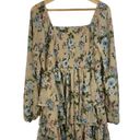 Madden Girl Madden NYC Beige & Blue Floral Long Sleeve Tiered Mini Dress XXL Photo 2