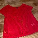 EXPRESS Red Lace Top Photo 1