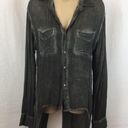 Stillwater  Gray Long Sleeve Sheer Button Front Tail Top Photo 1