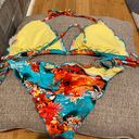 Relleciga Blue Floral Brazilian Bikini Triangle  Wavy Sexy Teeny Photo 5