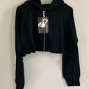 Naked Wardrobe NWT  Black Zip Up Cropped Boxy Hoodie Photo 2