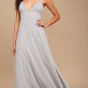 Lulus NWT Lulu’s Women’s Elevate Light Grey Embroidered Maxi Dress Size XS Photo 2