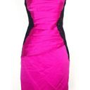 David's Bridal  Y2K Hot Pink Satin Strapless Prom Dress Black Lace Pleated Size 2 Photo 0