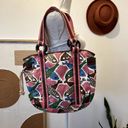 American Eagle AE Pink Brown Fish Abstract Print Cotton Canvas Medium Tote Bag Photo 1