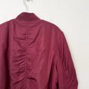 Topshop [] Burgundy Red Faux Fur Lined Oversized Bomber Flight Jacket Size 8 Tall Photo 4