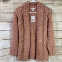 Nine West chunky knit cozy stretch open cardigan orange/glitter women size XS Photo 1