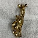 Giraffe Mother Baby Pair Vintage Pin Brooch Gold Color Black Spots 2 inches Photo 2