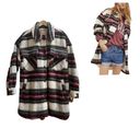 We The Free Free People  Vienna Fuzzy Wool Blend Plaid Shirt Jacket Size Medium Photo 1