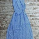 Talbots  Blue White Striped Nautical Linen Cotton Airy Preppy Midi Dress SZ 14 P Photo 5