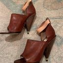 Givenchy  Paris Brown Leather Studded Wooden Cone High Heels | Size 6 Photo 4