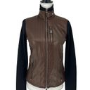 Ralph Lauren  Black Label Leather & Cashmere Color block Moto Jacket Photo 3