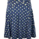 Maeve Anthropologie  Ophira Faux Wrap Fit & Flare Blue and Gold Dot Dress Small Photo 7