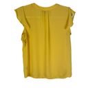 Premise  Yellow Lightweight Chiffon Flutter Sleeve V-Neck Blouse Size S Photo 1