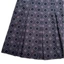 Ann Taylor  Skirt Purple Black Geo Print Silk Cotton Pleated Knee Length Size 8 Photo 6