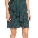 Chelsea28  green black plaid ruffled sheath dress size 8 Photo 1