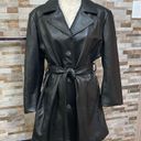 Tahari  Womens Nicole Belted Leather Trench Coat Black XXL Photo 4