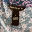 Bit & Bridle Blue and Pink Split Neck Button Down Tiered Rayon Blouse Size XL Photo 6