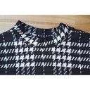 Houndstooth  Mock Turtleneck Knit Jumper Top 3/4 Sleeves Black White Size XS Photo 3