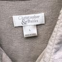 Christopher & Banks  cropped Beige Shirt Top Blouse Linen Blend L Photo 3