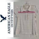 American Eagle Vintage  Polo white and pink stripes slim fit size large Photo 1