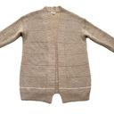 Debut  Cardigan Taupe Cream Stripe Open Front Eyelash Soft Cardigan Sweater Small Photo 6