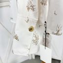 Something Navy  Floral Exaggerated Cuff Button Front Shirt Ivory Tan Large Photo 7