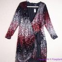 City Chic NEW  Irresistible Sequin Long Sleeve Faux Wrap Dress, red silver, 18 Photo 1