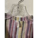 Elan  Lagenlook Boho Frayed Top Womens‎ Small 100% Linen Striped Popover Photo 2