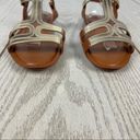 Furla  Carmen Leather Vitello Sparkling Sandals 36 Gold & Cognac $365 Italy Photo 3