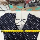 Venus  Size Large Navy And White Polka Dot Romper Deep V - Elastic Waist Photo 5