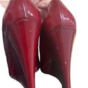 Christian Louboutin  Red Patent Leather Wedge Heel Pump SZ EU 38 US 7.5 Photo 6