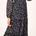 Petal and Pup  Edwina Shirred Frill Long Sleeve Midi Dress - NAVY FLORAL Size 4 Photo 0