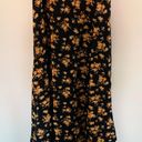 Amazon Women’s Small  Black Yellow Gold Floral Tie Front Milkmaid Midi Dress Photo 2