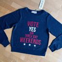 Wildfox  “VOTE YES ON THREE DAY WEEKENDS” Lounge Top, Navy Blue, Red, Size XS Photo 12