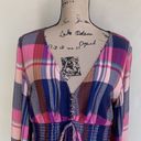 Pilcro  V-neck Plaid Smocked Peasant Top Sz Medium Photo 3