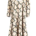 Petal The Odells Lyla  Geo Print Square Neck Tiered Linen Midi Dress Size S Photo 3
