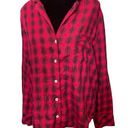 Victoria's Secret Victoria’s Secret Red Sparkly Metallic Plaid Flannel Festive Holiday Button Top Photo 0