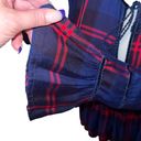 Thread and Supply  Navy and Red Plaid Peplum blouse w/ tie closure Size Medium Photo 2