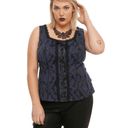 Tripp NYC TRIPP Navy Blue & Black Floral Lace-Up Corset Plus Size, 4X Photo 7