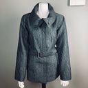 Anne Klein  Black Jacket / Coat Medium Jacquard belted trench turtleneck collar Photo 5